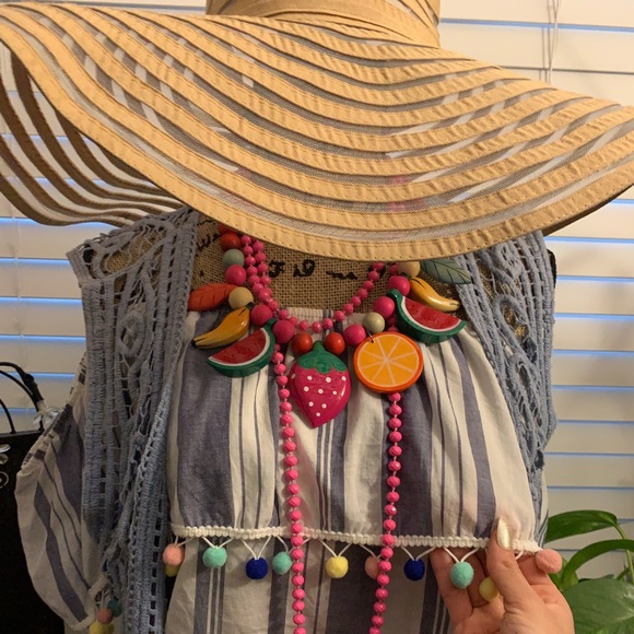 Promesa Striped Off Shoulder Top with Pom Poms. - Picture 5 of 15